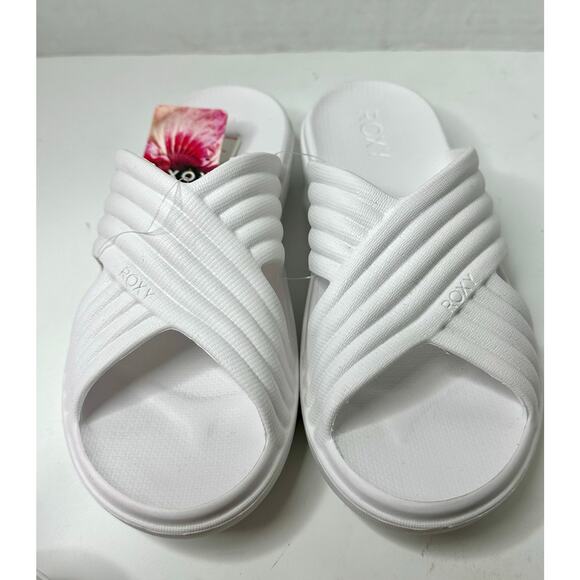 ROXY RIVIE WOMENS SANDALS SLIDES WHITE SIZE 8 NEW - Picture 4 of 7